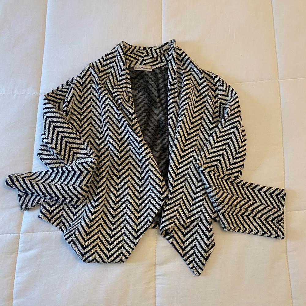 Black and White Knit Crop Blazer